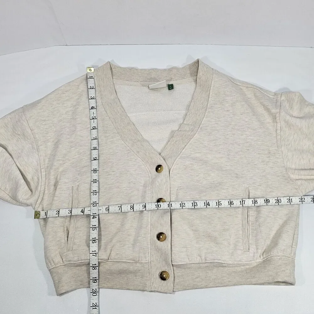 Daily Practice Anthropologie Modern Dancer Button Front Sweatshirt Oatmeal Sz M